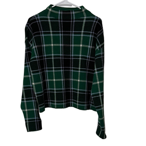 Tahari Women's Green and Black Plaid Sweater
